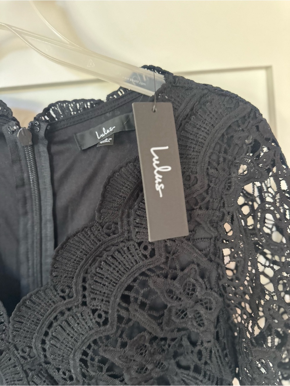 Lulu's Black Lace & Chiffon Mini Dress - Picture 3 of 4